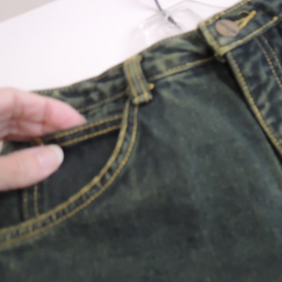 Mens Jeans 28 x 35 Dark Green/Loden Green Riveted 5 Pockets Vtg 70s - Cotler NEW - Picture 3 of 6